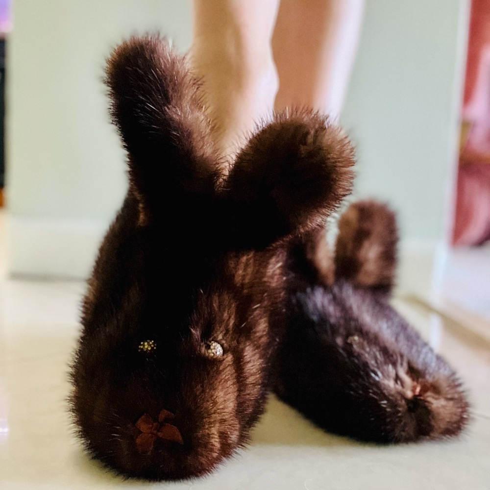 Chaussons de Cee Cee upcycled mink bunny slippers